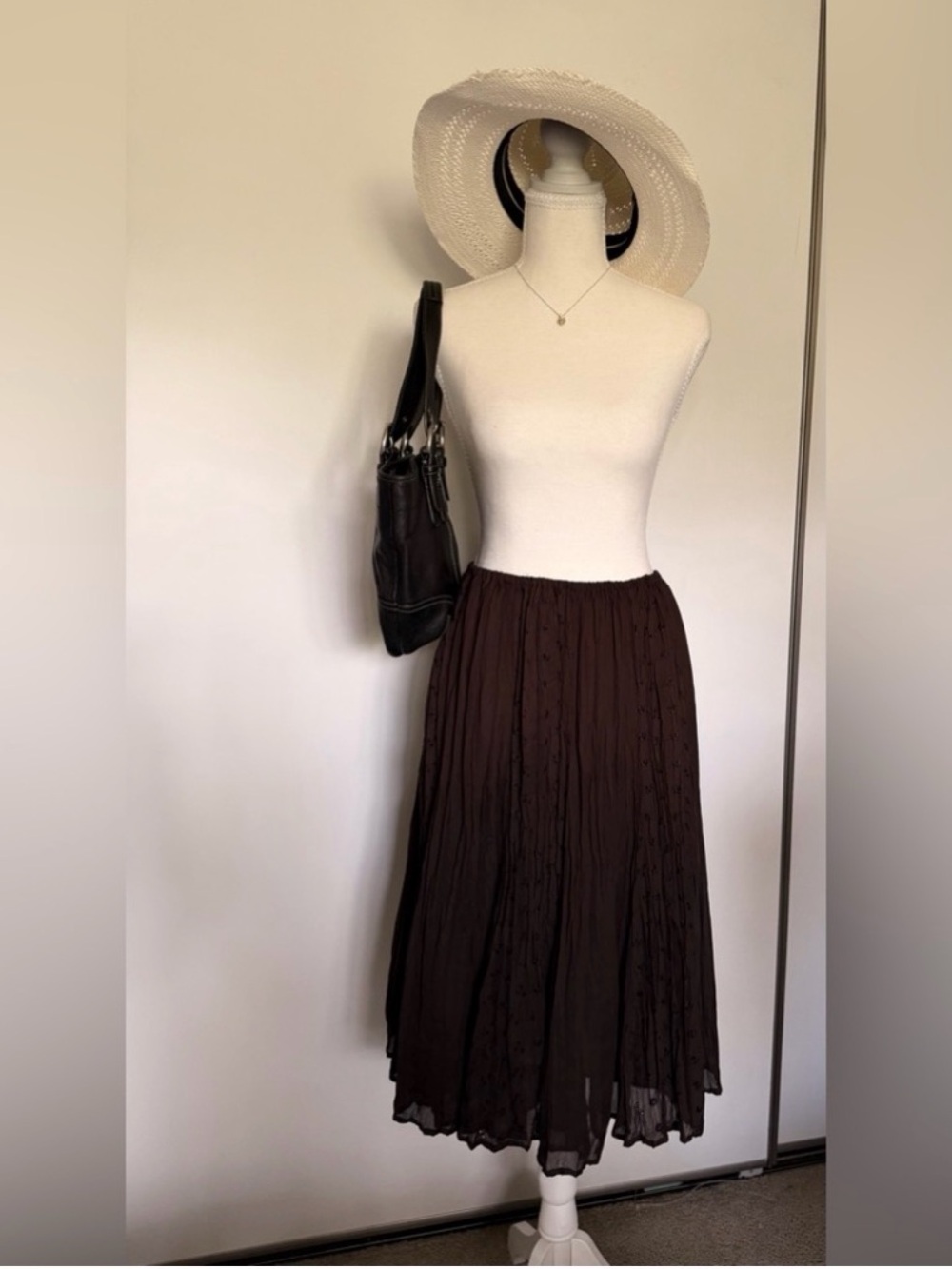 Allison Taylor Chocolate Brown Pleated Midi Skirt